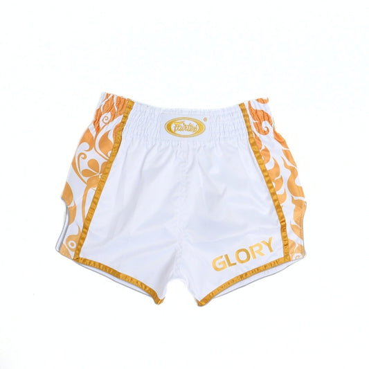 Fairtex GLORY Muay Thai Boxing Shorts White/Gold