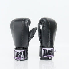 Pair of black boxing gloves with 'Thaismai' branding on a white background