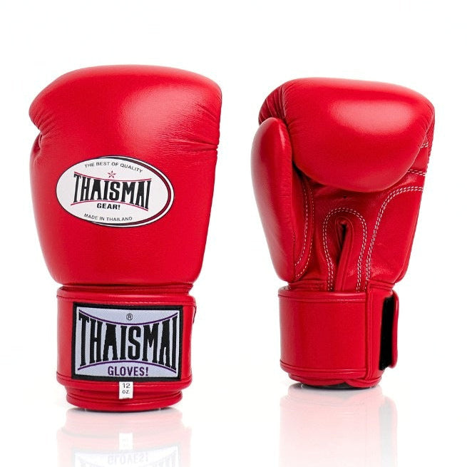 Red boxing gloves with 'Thaismai' branding on a white background