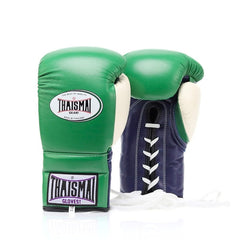 Green boxing gloves with Thaismai branding on a white background