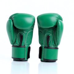 Pair of green boxing gloves on a white background