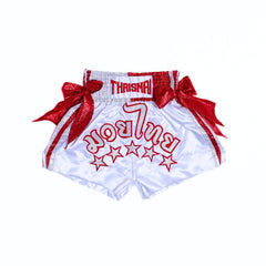 ThaiSmai Bow Style Muay Thai Shorts Red/White