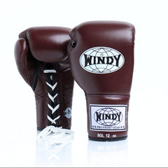 Brown boxing gloves with 'Windy' branding on a white background