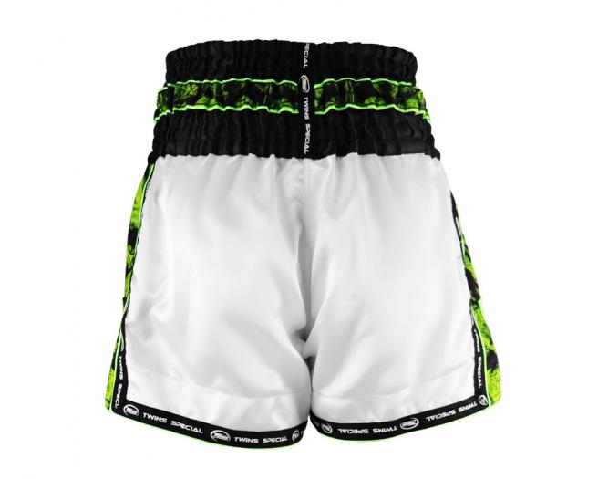 Twins Special [TBS-SKULL] Muay Thai Shorts White-back