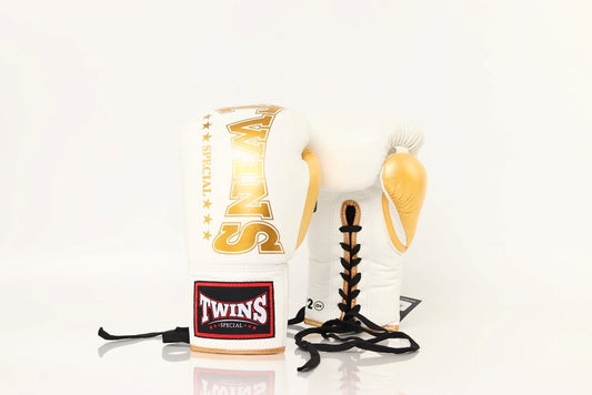 Twins Lace Up Gloves White/Gold