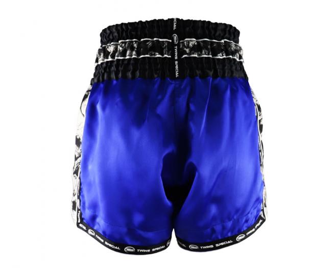 Twins Special [TBS-SKULL] Muay Thai Shorts Blue-back