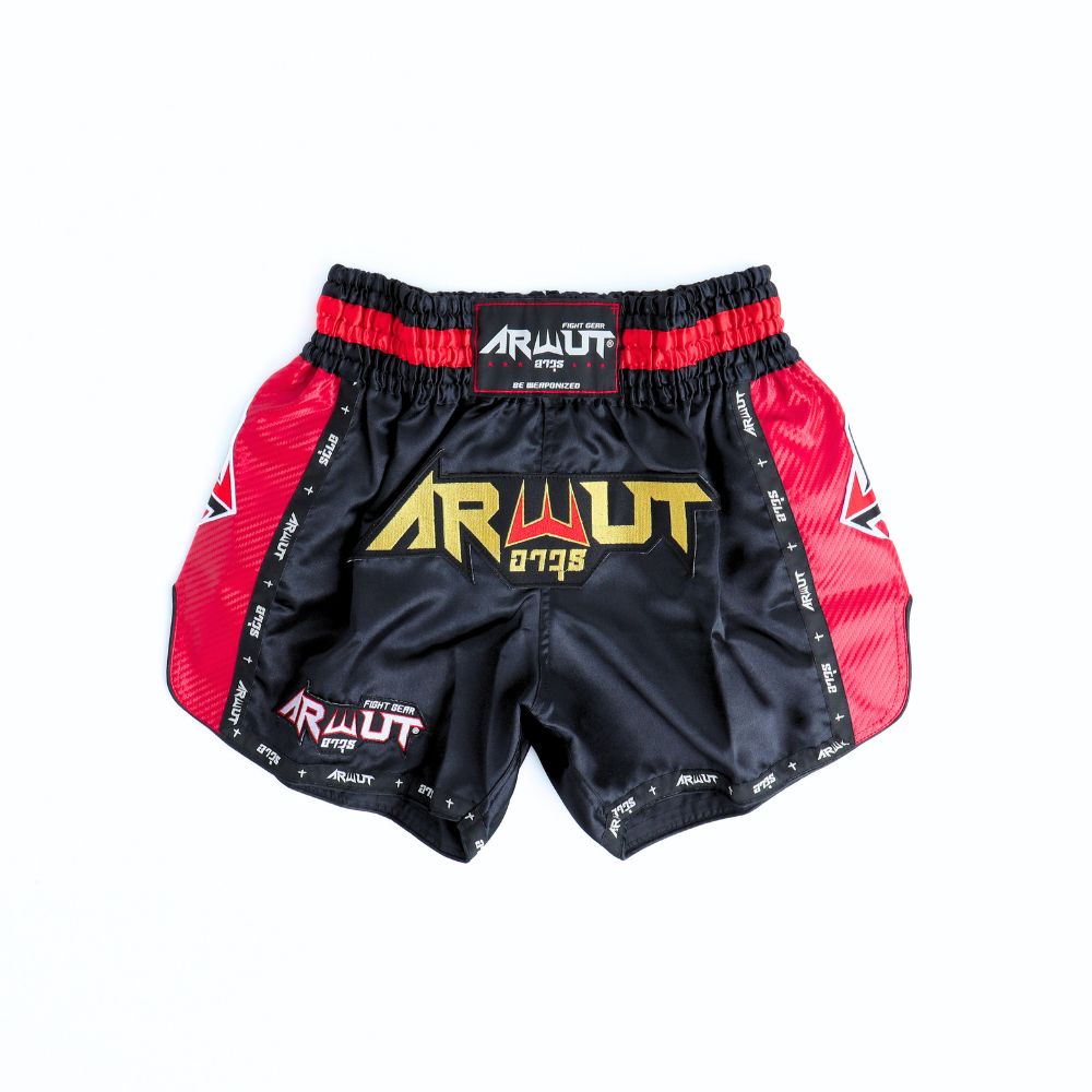 ARWUT [BS3] CARBON EDITION Muay Thai Shorts "BLACK/RED"