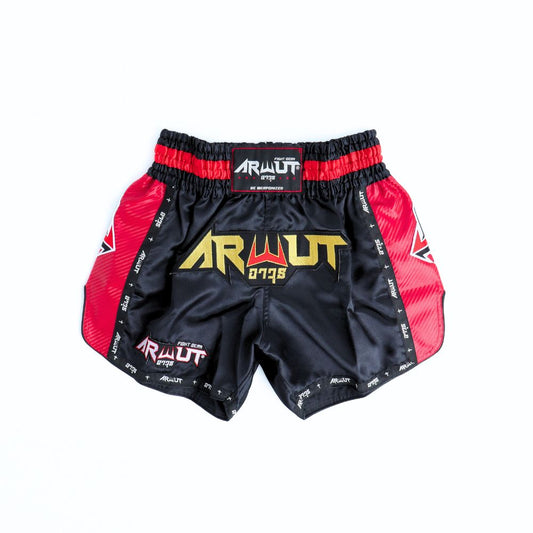 ARWUT [BS3] CARBON EDITION Muay Thai Shorts "BLACK/RED"