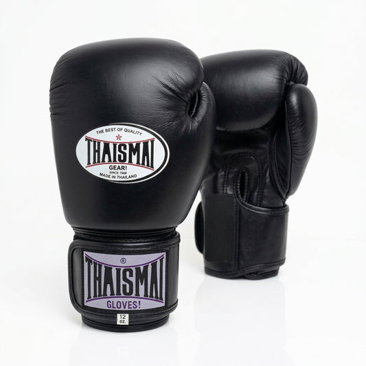 THAISMAI [BG124] Muay Thai Boxing Gloves Black