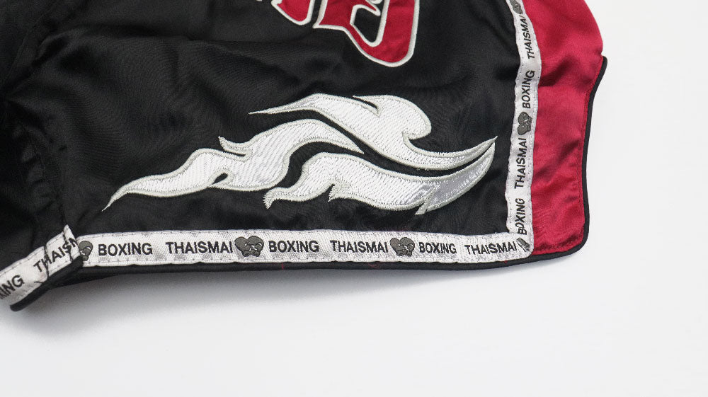 THAISMAI Muay Thai Boxing Shorts Black/Burgundy