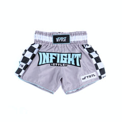 INFIGHTSTYLE Muay Thai Shorts Finish Line Grey/Pastel Blue