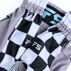 INFIGHTSTYLE Muay Thai Shorts Finish Line Grey/Pastel Blue