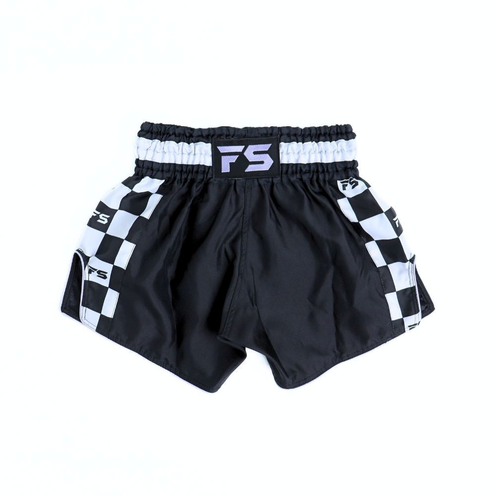 INFIGHTSTYLE Muay Thai Shorts “Finish Line” Black/White