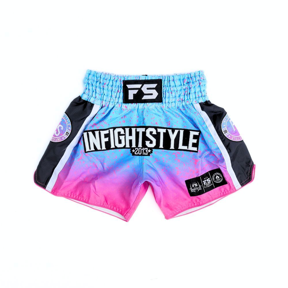 INFIGHTSTYLE Muay Thai Shorts IVY Ombré Splatter “Bubblegum”