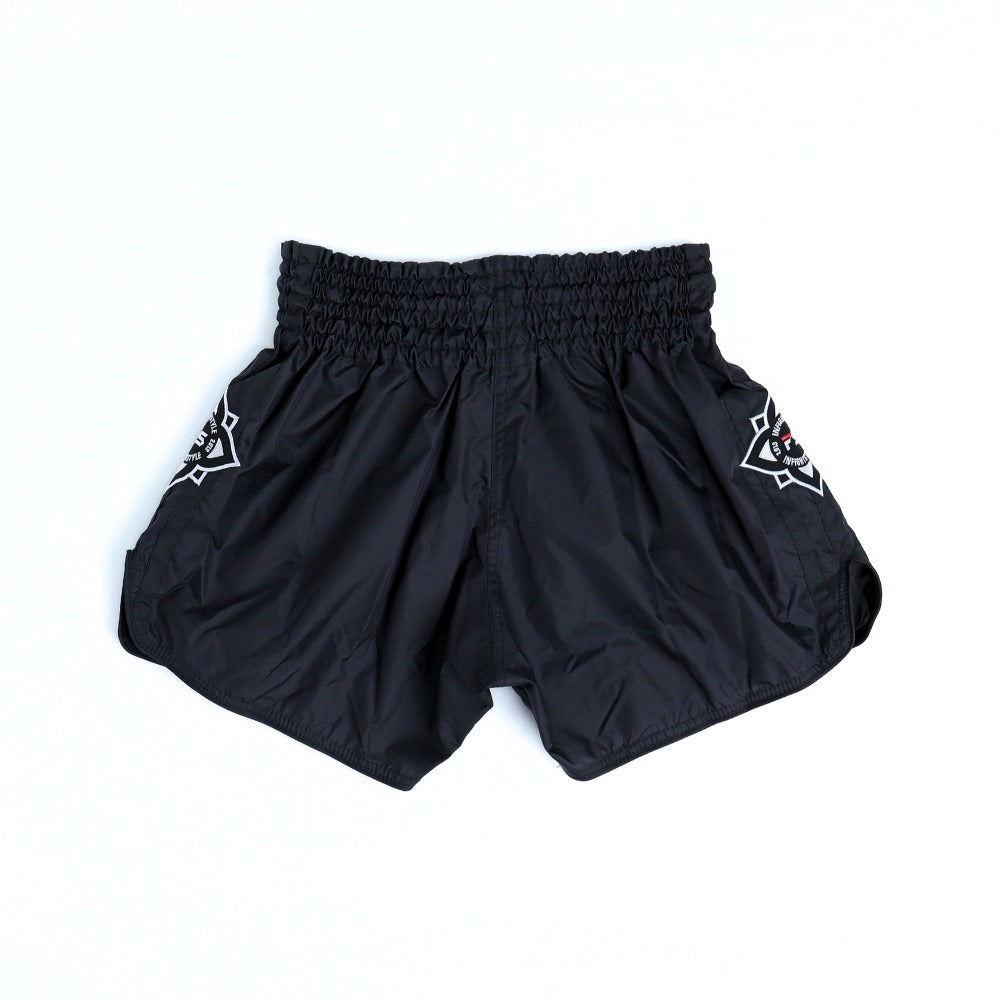 InFightStyle Nylon Black Lotus Retro Muay Thai Shorts