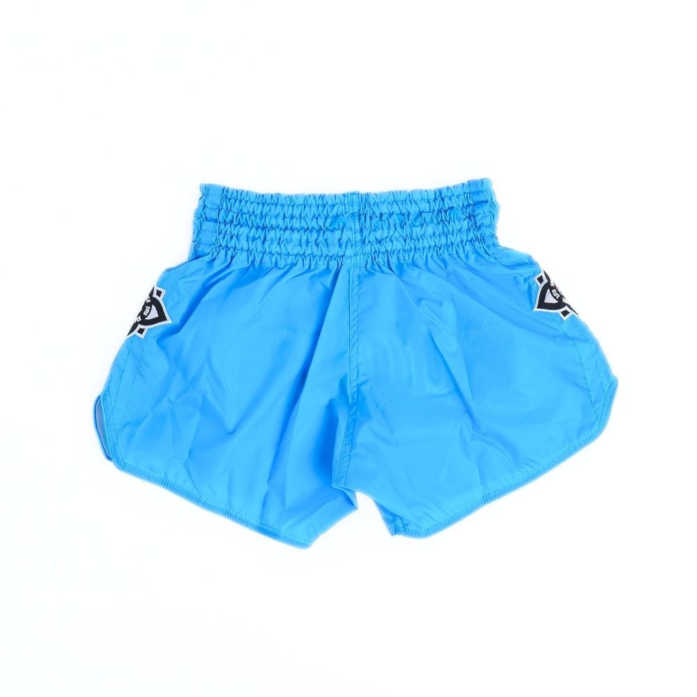 InFightStyle Mono Nylon Lotus Retro Neon Blue Muay Thai Shorts