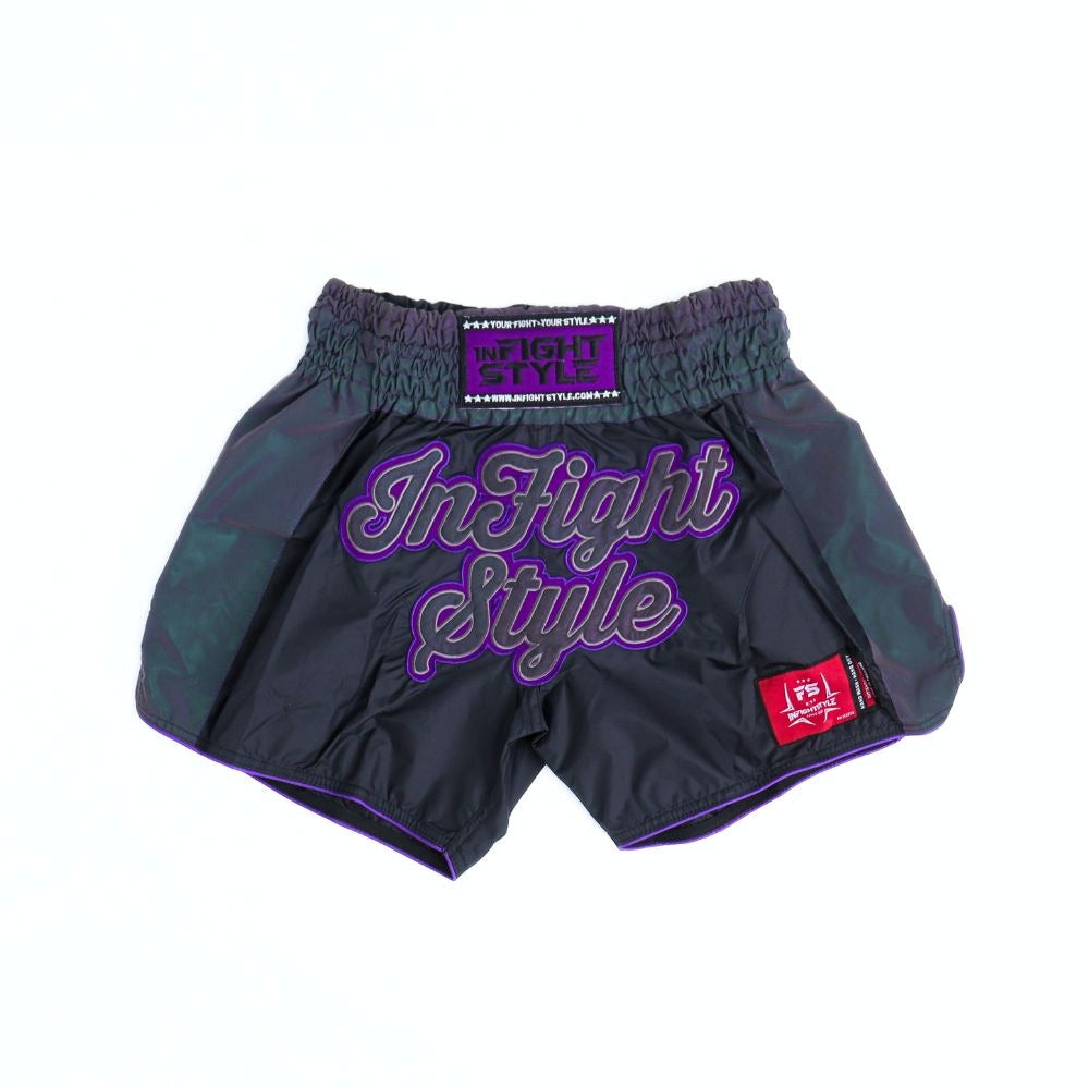 Infightstyle Astro Purple Reflective Nylon Muay Thai Shorts