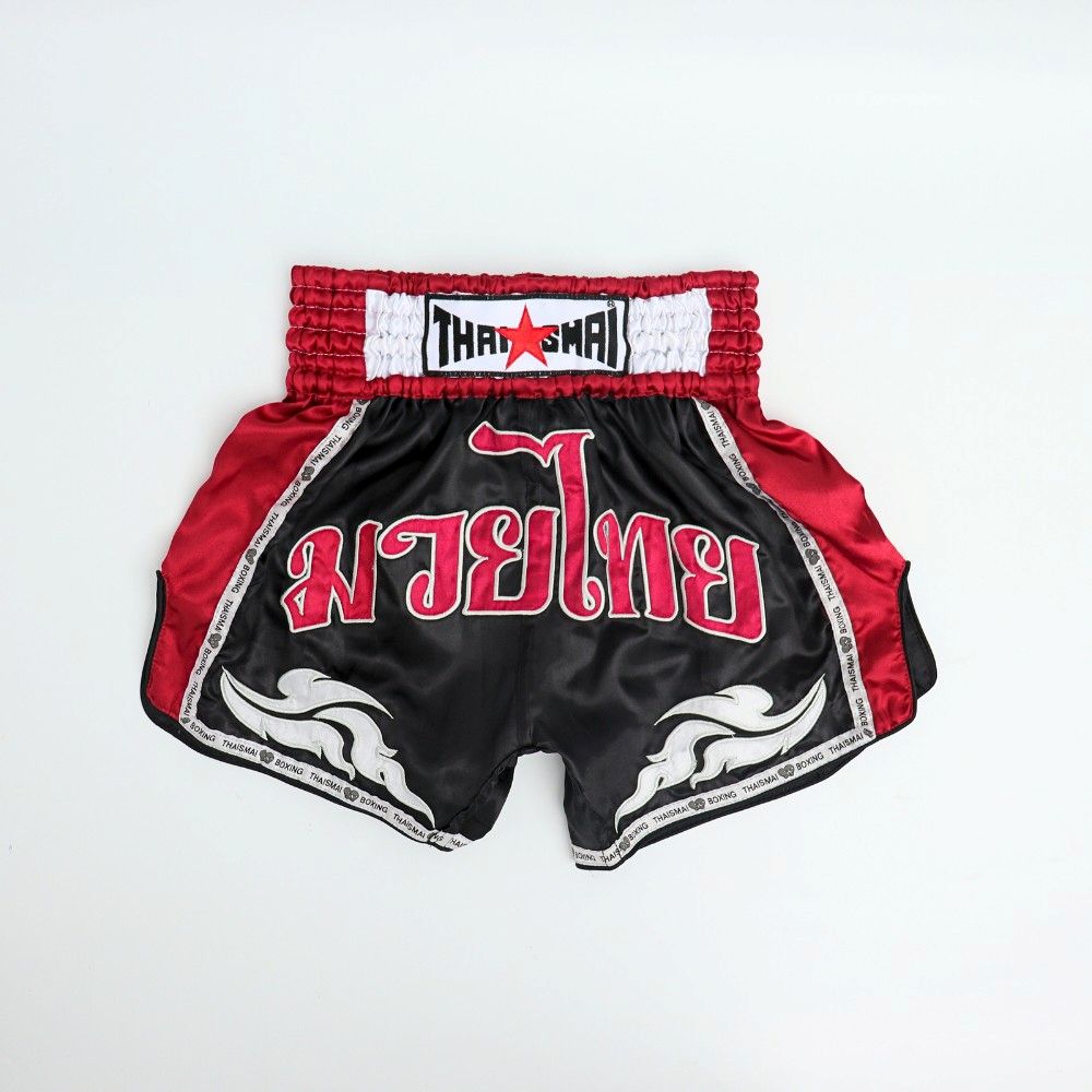 THAISMAI Muay Thai Boxing Shorts Black/Burgundy