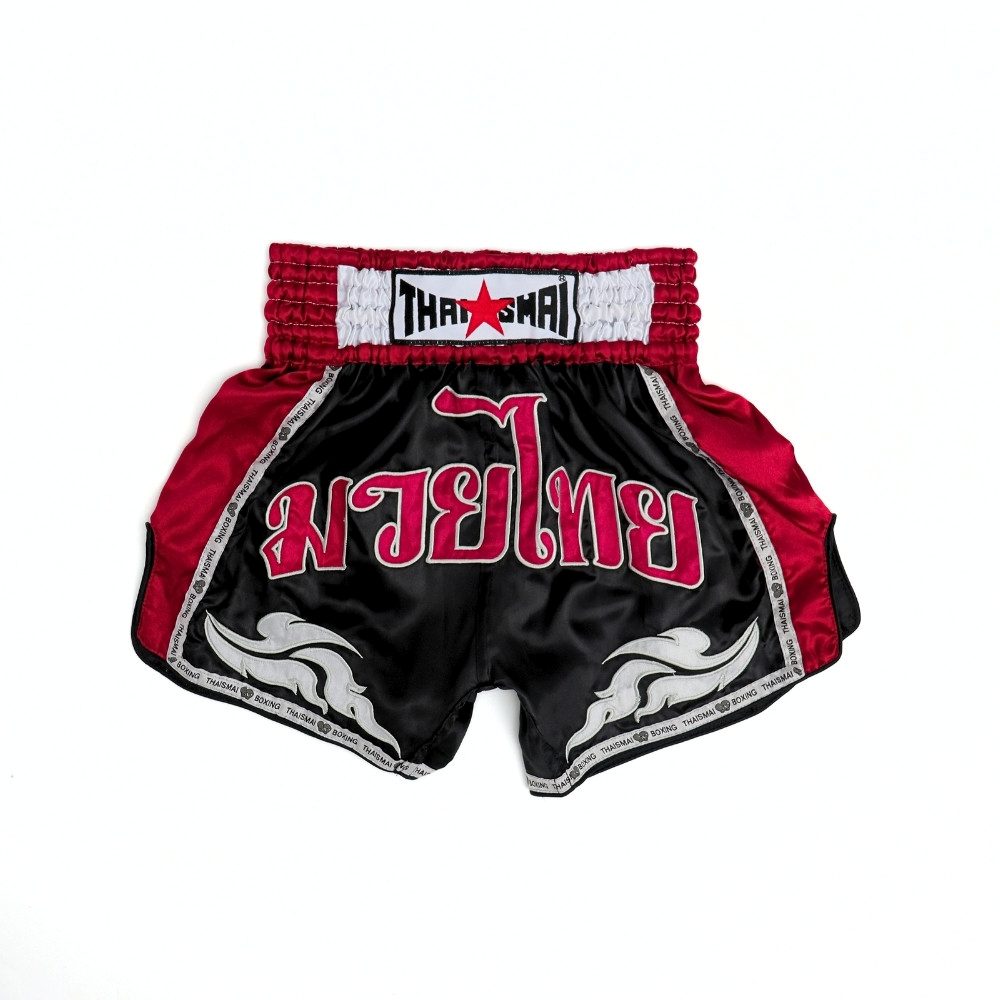 THAISMAI Classic Muay Thai Boxing Shorts Black/Burgundy