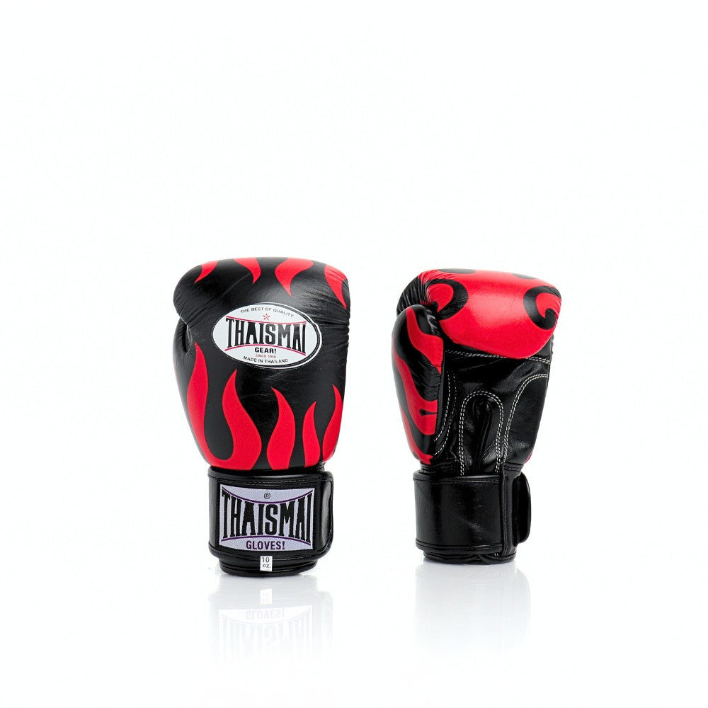 ThaiSmai Flame Muay Thai Boxing Gloves Black/Red