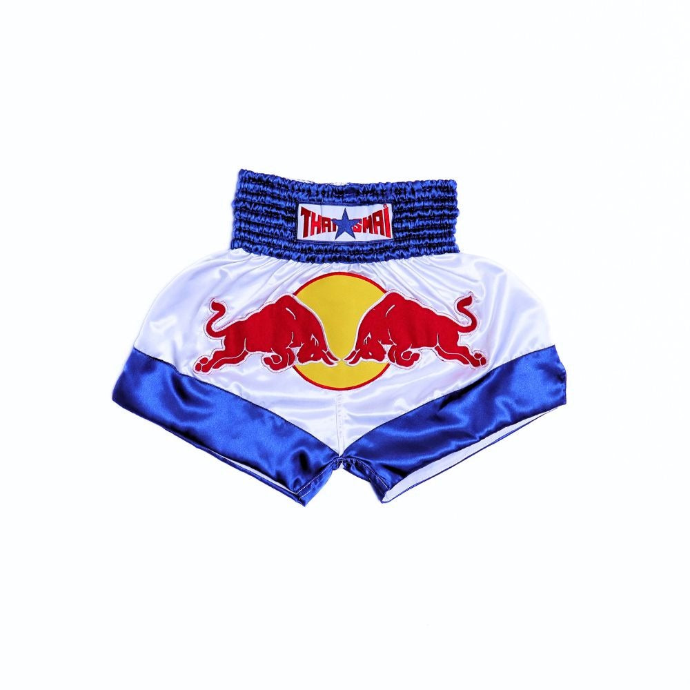 ThaiSmai [BS-KRATHING] Bull Muay Thai Shorts White/Blue