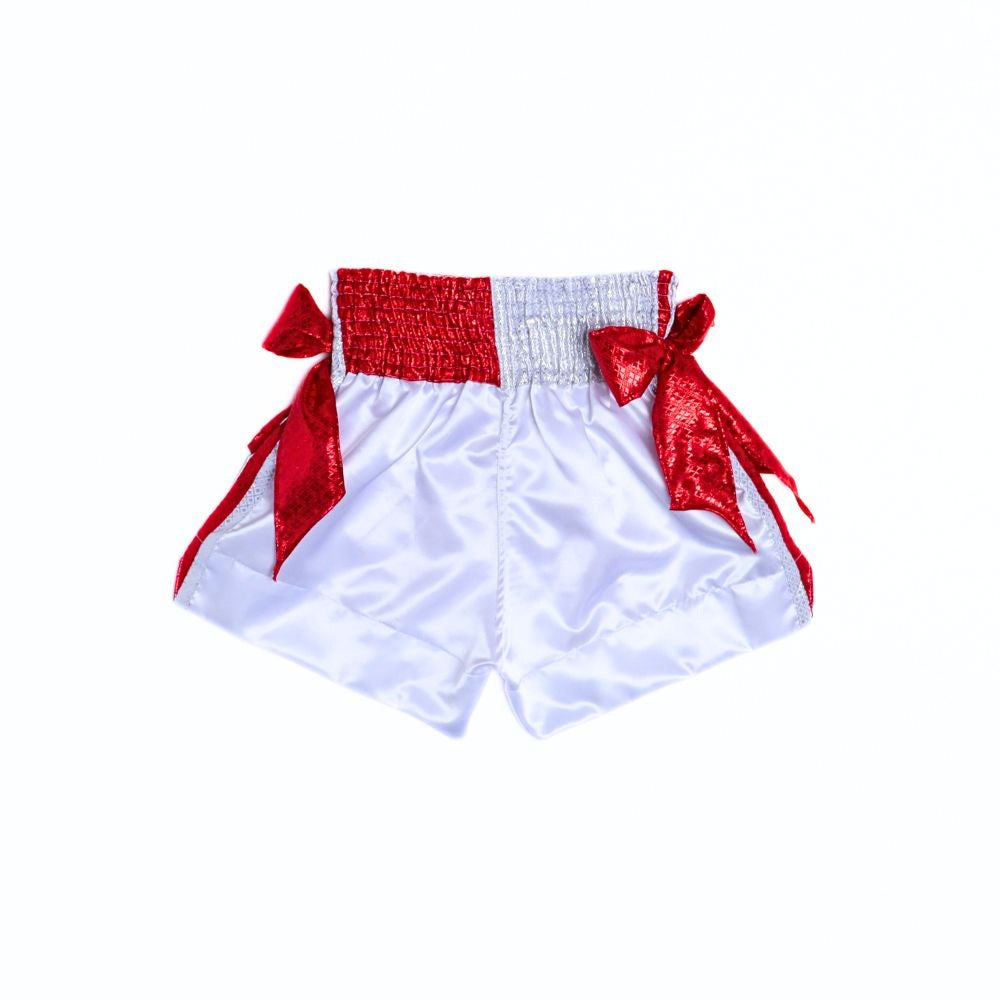 ThaiSmai Bow Style Muay Thai Shorts Red/White
