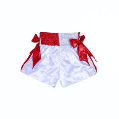 ThaiSmai Bow Style Muay Thai Shorts Red/White