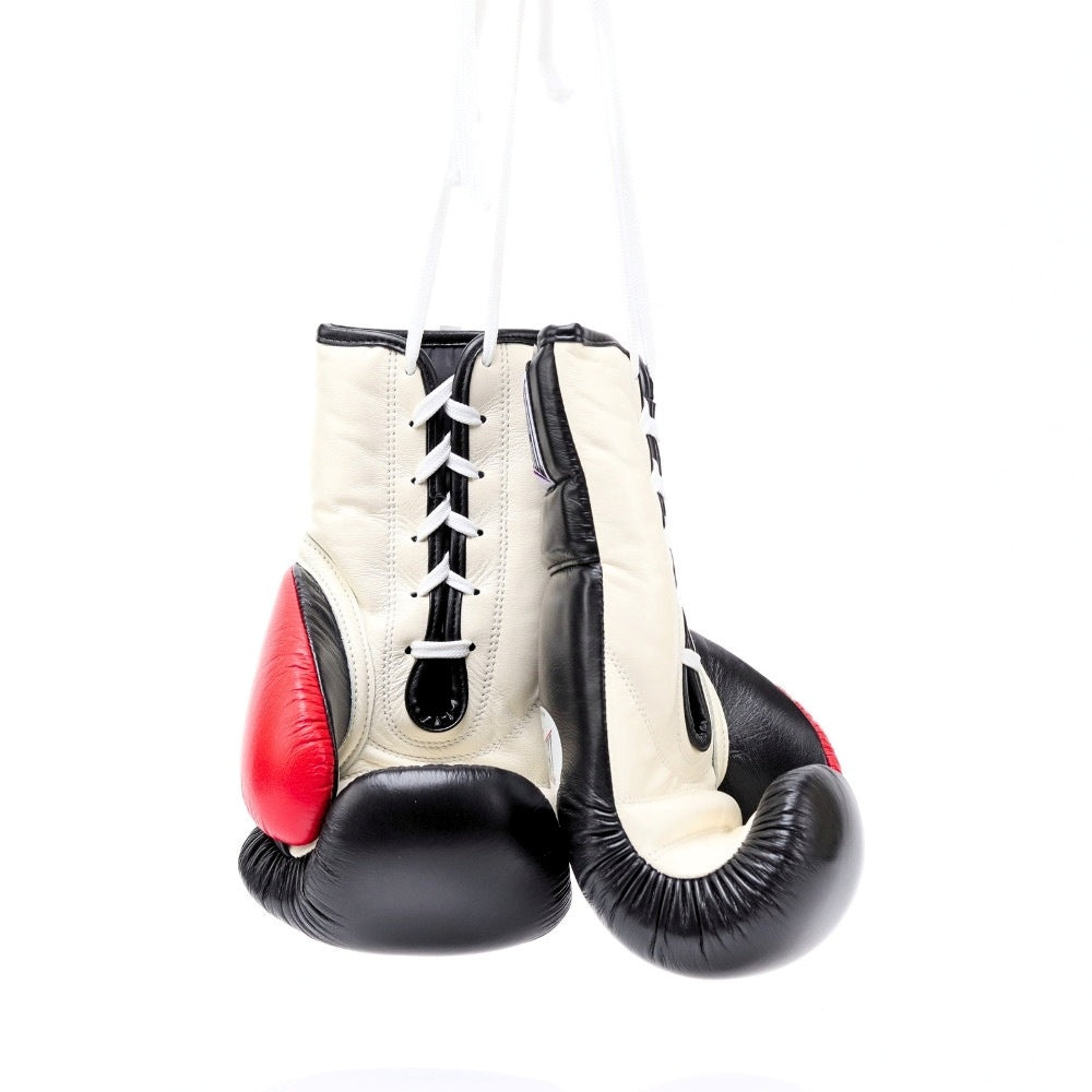 THAISMAI [BG121] Lace Up Boxing Gloves Black/White/Red