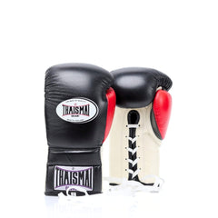 THAISMAI [BG121] Lace Up Boxing Gloves Black/White/Red