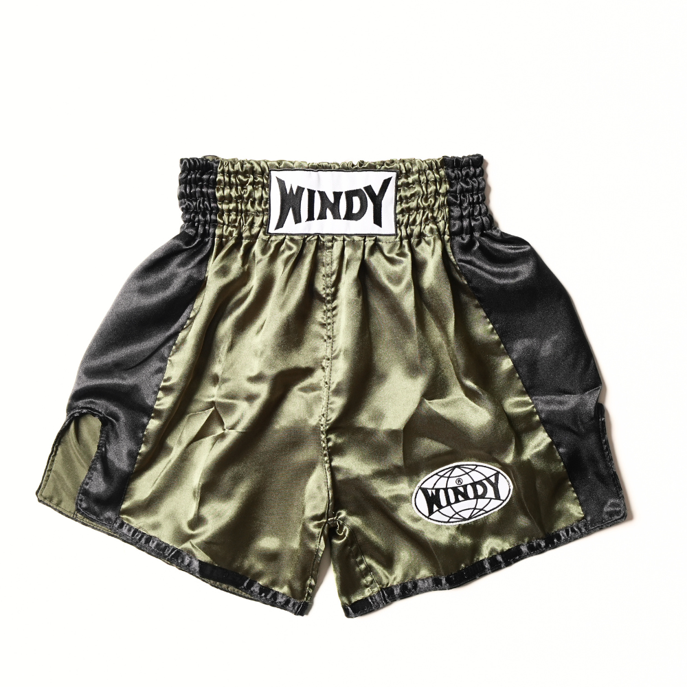 Windy Classic Satin Muay Thai Shorts Olive