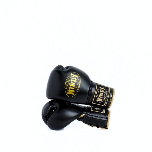 Windy [BGL] Lace Up Boxing Gloves Black/Gold