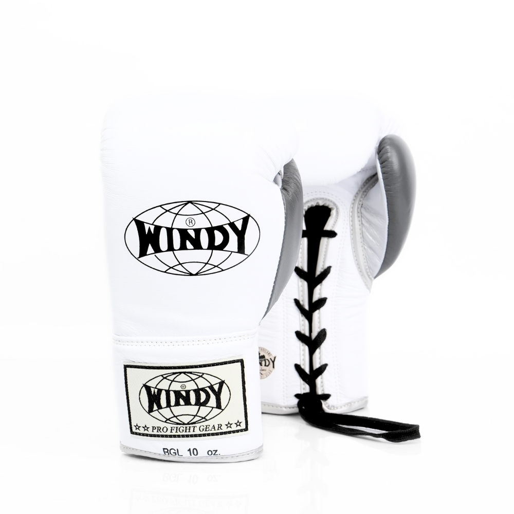 Windy [BGL] Lace Up Boxing Gloves White/Silver/Grey