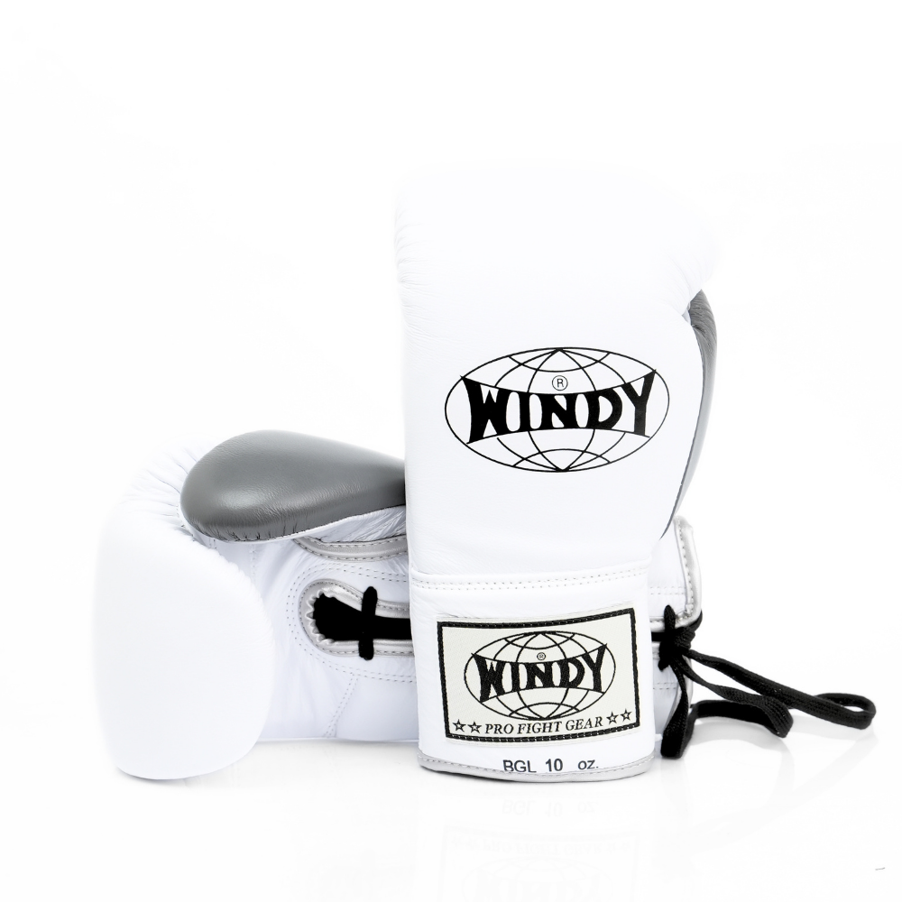 Windy [BGL] Lace Up Boxing Gloves White/Silver/Grey