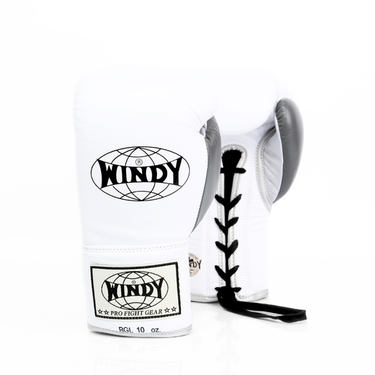 Windy [BGL] Lace Up Boxing Gloves White/Silver/Grey
