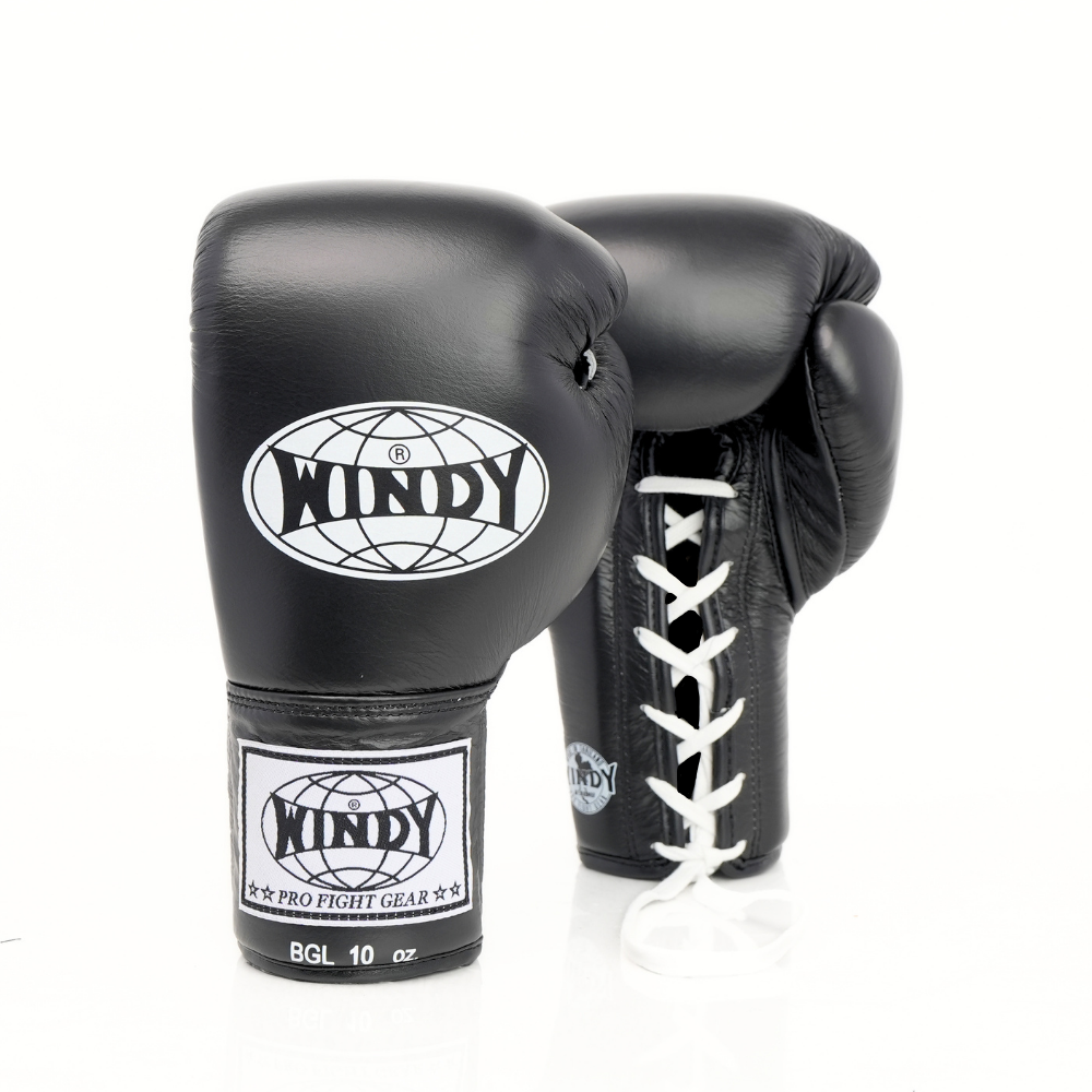 BGL Lace-Up Boxing Gloves - Black