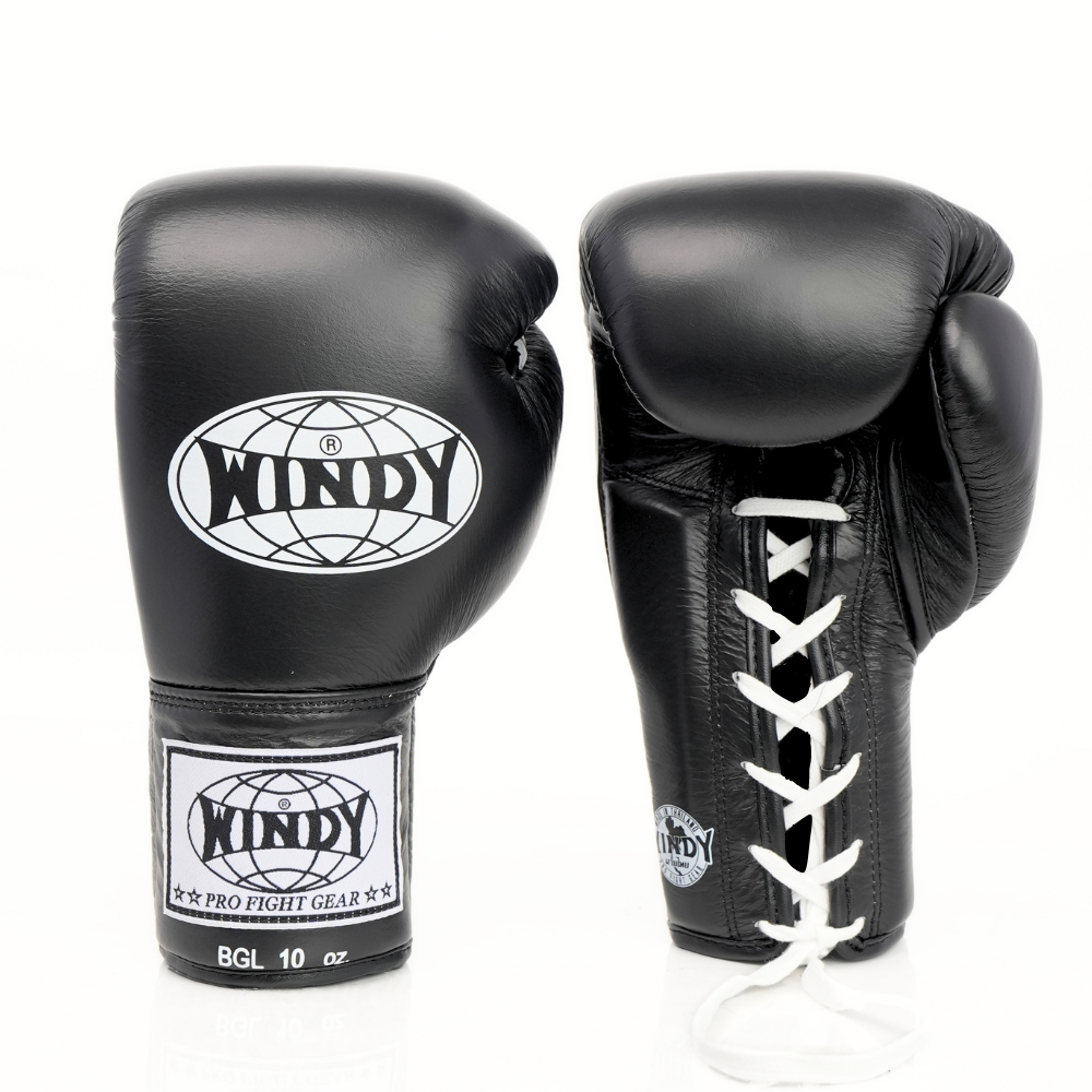 Windy [BGL] Lace Up Boxing Gloves Black
