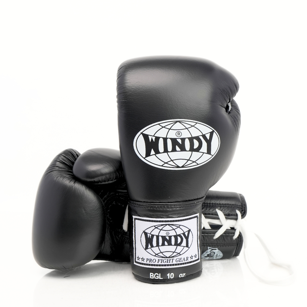 Windy [BGL] Lace Up Boxing Gloves Black