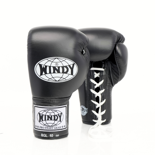 Windy [BGL] Lace Up Boxing Gloves Black