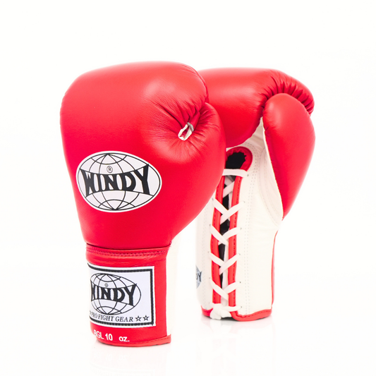 Windy [BGL] Lace Up Boxing Gloves Red/White