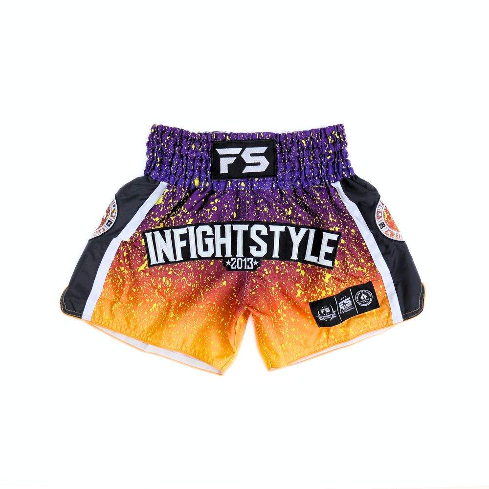 inFightStyle IVY Ombré Splatter Lakers Muay Thai Shorts