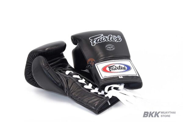 Muay Thai Gloves Fairtex [BGL6] Lace Up Pro Competition Black