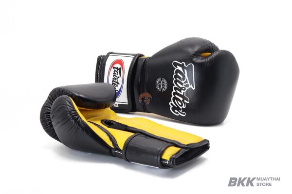 Fairtex [BGV9] Heavy Hitter's Gloves - Mexican Style Boxing Gloves Black/Yellow