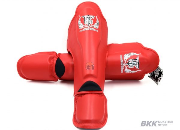 Top King [TKSGP-GL] Shin Guards “Pro” Genuine Leather Red