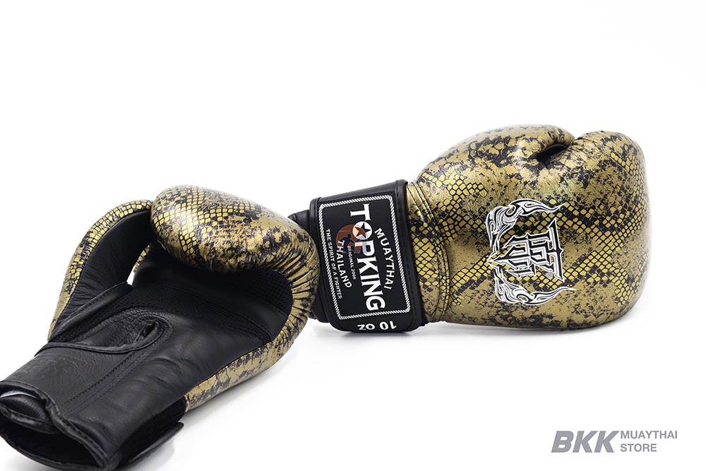 Top King [TKBGSS-02] “Snake Skin” Black/Gold Boxing Gloves - BKK Muay ...