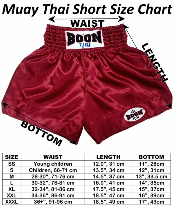 Boon [MT25] ''RED SUN'' Shorts Size Chart