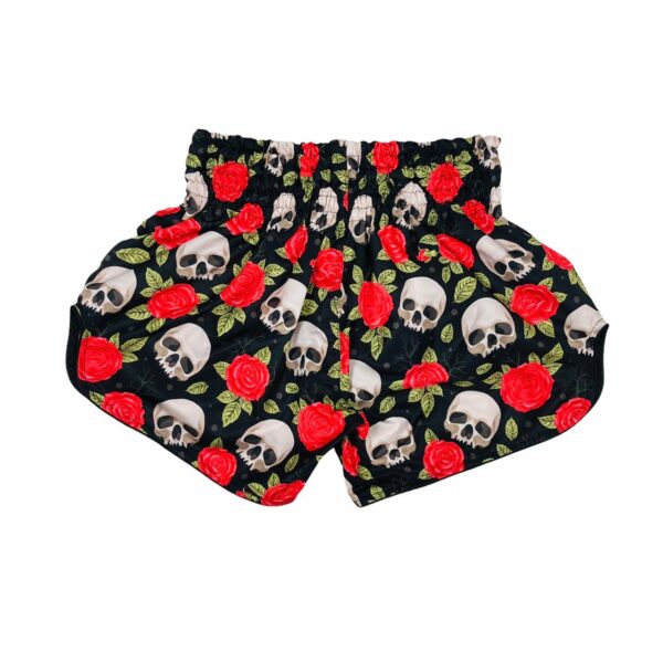 Gothic Skulls & Roses Arwut Muay Thai Shorts - Back