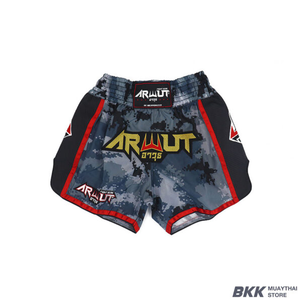 ARWUT [BS3] CARBON EDITION Muay Thai Shorts "GREY CAMO/BLACK"